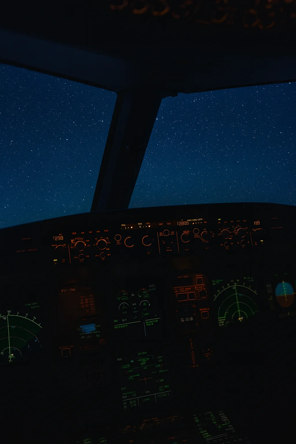 Flight Dashboard at Night